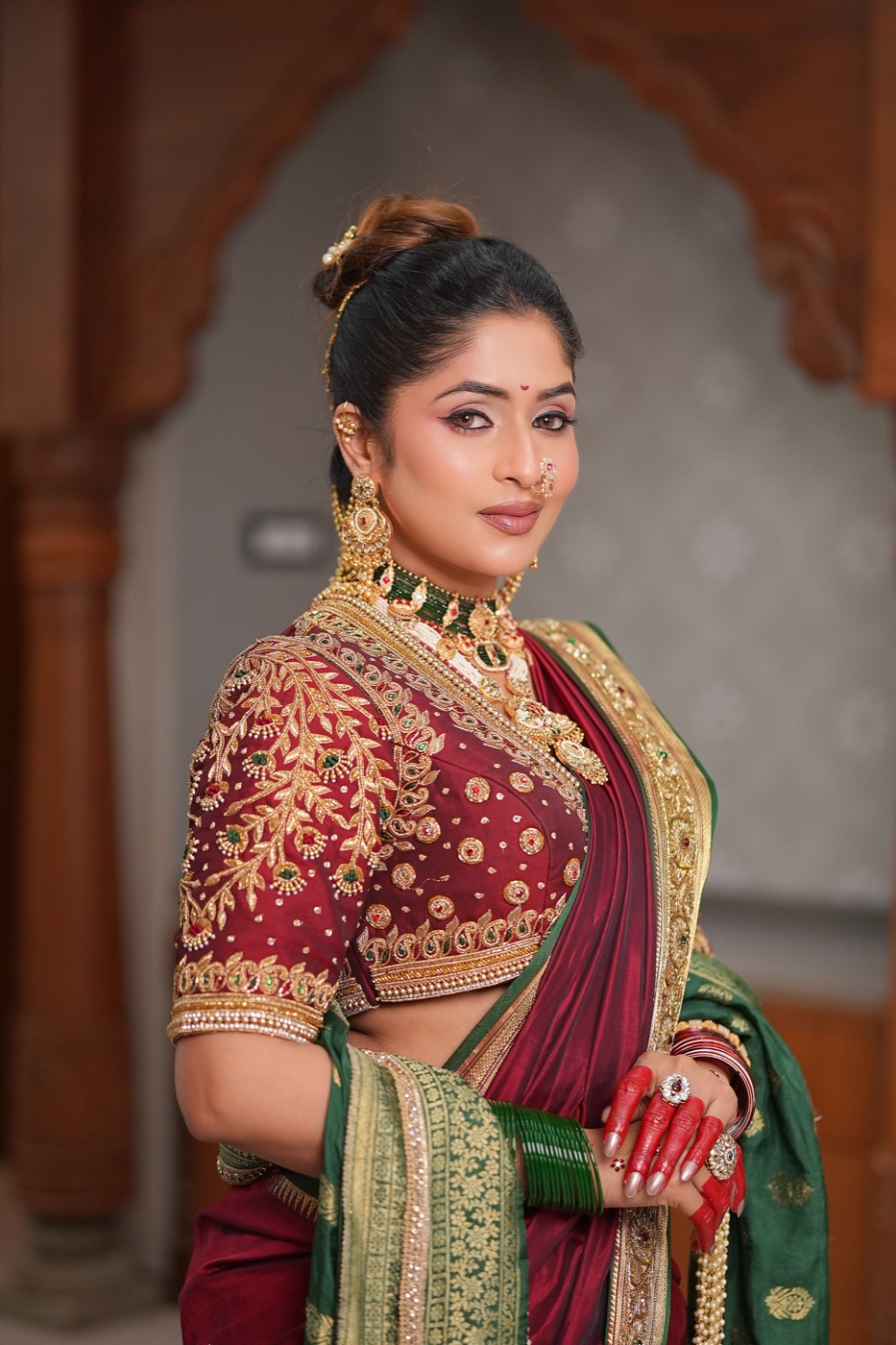 Nauvari bridal makeup