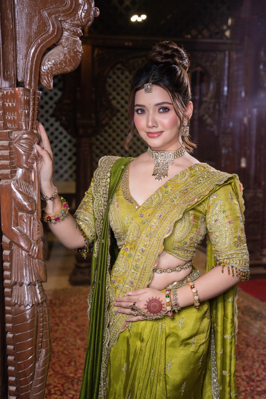 Bridal hair and saree styling