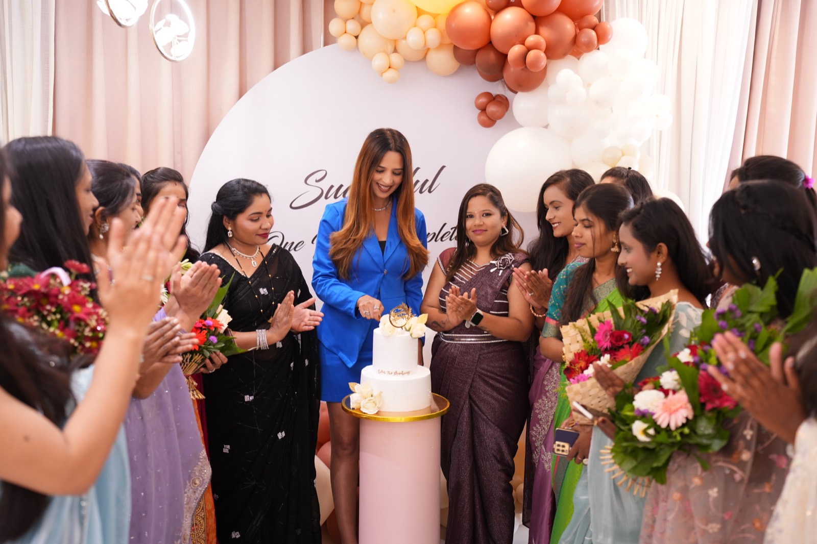 Cutting the anniversary cake